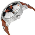 Diesel Mini Daddy Silver Dial Brown Leather Strap Watch For Men - DZ7309