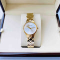 Calvin Klein Snake Silver Dial Yellow Gold Steel Strap Watch For Women - K6E23546