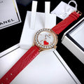 Swarovski Lovely Crystals Analog White Dial Red Leather Strap Watch for Women - 5297584