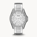 Fossil Riley Multifunction Silver Dial Silver Steel Strap Watch for Women - ES3202