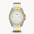 Fossil Riley White Dial Two Tone Steel Strap Watch for Women - ES3204