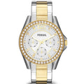 Fossil Riley White Dial Two Tone Steel Strap Watch for Women - ES3204