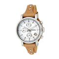 Fossil Boyfriend Chronograph White Dial Brown Leather Strap Watch for Women - ES3625