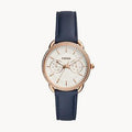 Fossil Tailor White Dial Blue Leather Strap Watch for Women - ES4394