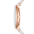 Fossil Jacqueline Quartz Mother of Pearl White Dial White Leather Strap Watch for Women - ES4579