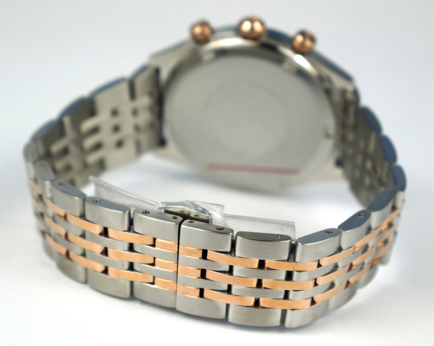 Emporio Armani Zeta Chronograph Quartz White Dial Two Tone Steel Strap Watch For Men - AR1998