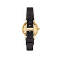 Emporio Armani Gianni T-Bar Quartz Mother of Pearl Dial Black Leather Strap Watch For Women - AR1910