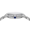Emporio Armani Mia Three Hand Crystals Blue Dial Silver Steel Strap Watch For Women - AR11630