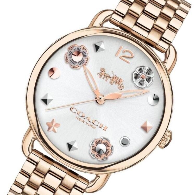 Coach Delancey White Dial Rose Gold Steel Strap Watch for Women - 14502811