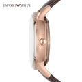 Emporio Armani Meccanico Automatic Silver Dial Brown Leather Strap Watch For Men - AR60039