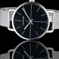 Calvin Klein Even Black Dial Silver Mesh Bracelet Watch for Women - K7B23121