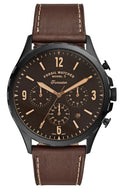 Fossil Forrester Chronograph Black Dial Brown Leather Strap Watch for Men - FS5608