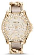 Fossil Riley White Dial Beige Leather Strap Watch for Women - ES3465