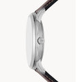 Fossil Neutra Minimalist Moonphase Silver Dial Brown Leather Strap Watch for Men - FS5905