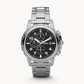 Fossil Dean Chronograph Black Dial Silver Steel Strap Watch for Men - FS4542