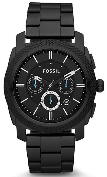 Fossil Machine Chronograph Black Dial Black Steel Strap Watch for Men - FS4552