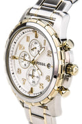 Fossil Dean Chronograph White Dial Silver Steel Strap Watch for Men - FS4795
