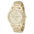 Fossil Dean Chronograph Champagne Dial Gold Steel Strap Watch for Men - FS4867