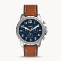 Fossil Bowman Chronograph Blue Dial Brown Leather Strap Watch for Men - FS5602
