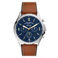 Fossil Forrester Chronograph Blue Dial Brown Leather Strap Watch for Men -  S5607