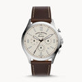 Fossil Forrester Chronograph White Dial Brown Leather Strap Watch for Men - FS5696