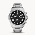 Fossil Bronson Chronograph Black Dial Silver Steel Strap Watch for Men - FS5710