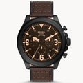 Fossil Nate Chronograph Brown Dial Brown Leather Strap Watch for Men - JR1511