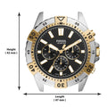 Fossil Garrett Analog Black Dial Two Tone Steel Strap Watch for Men - FS5771