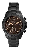 Fossil Bronson Chronograph Black Dial Black Steel Strap Watch for Men - FS5851