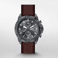 Fossil Bronson Chronograph Grey Dial Brown Leather Strap Watch for Men - FS5855