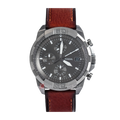 Fossil Bronson Chronograph Grey Dial Brown Leather Strap Watch for Men - FS5855