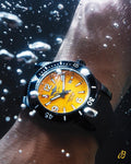 Breitling Superocean Automatic 46mm Yellow Dial Black Rubber Strap Watch for Men - M17368D71I1S1