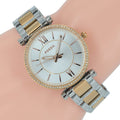 Fossil Carlie Silver Dial Two Tone Steel Strap Watch for Women - ES4342