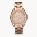 Fossil Stella Rose Gold Dial Rose Gold Steel Strap Watch for Women - ES3590