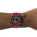 Fossil Retro Analog-Digital Black Dial Red Steel Strap Watch for Men - FS5897