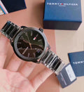 Tommy Hilfiger Sneaker Quartz Black Dial Two Tone Steel Strap Watch for Men - 1791619