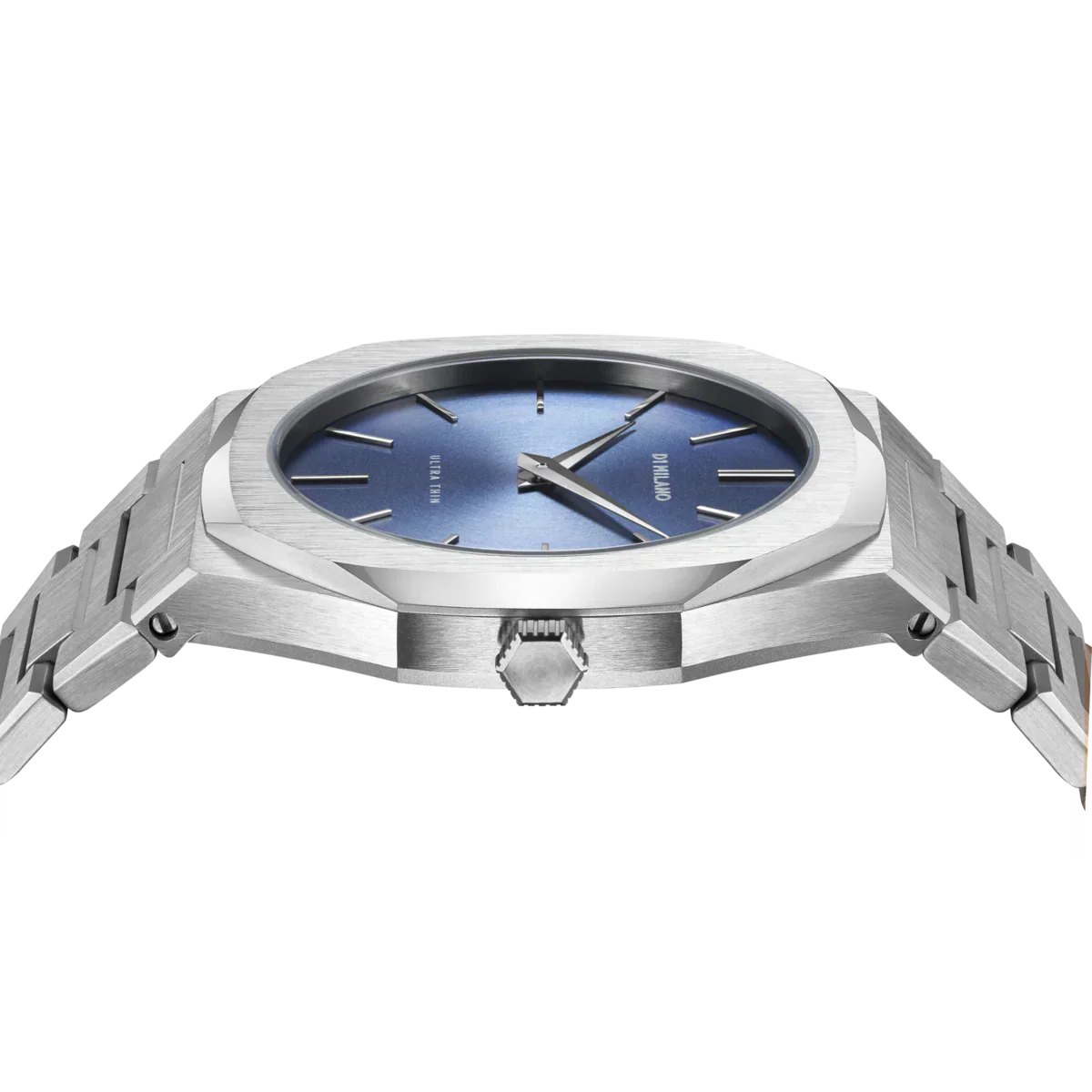 D1 Milano Ultra Thin Blue Dial Silver Steel Watch for Men - D1-UTBJ03