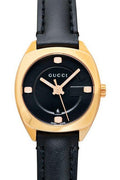 Gucci GG2570 Quartz Black Dial Black Leather Strap Watch For Women - YA142509