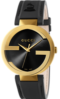Gucci Interlocking Special Edition Grammy Black Dial Black Leather Strap Watch For Men - YA133208