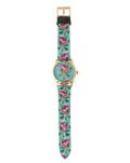 Gucci G Timeless Floral Turquoise Dial Turquoise Leather Strap Watch For Women - YA1264085