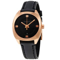 Gucci GG2570 Quartz Black Dial Black Leather Strap Watch For Women - YA142509