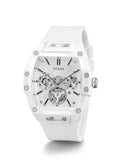 Guess Phoenix Multifunction White Dial White Rubber Strap Watch for Men - GW0203G2