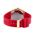 Guess Cosmo Diamonds Gold Dial Red Rubber Strap Watch for Women - GW0034L6
