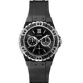 Guess Limelight Diamonds Black Dial Black Rubber Strap Watch for Women - GW0041L5