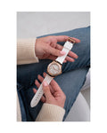 Guess Swirl Quartz Silver Dial White Rubber Strap Watch For Women - W1096l2