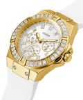 Guess Luna Diamonds White Dial White Rubber Strap Watch for Women - W0653L3