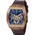 Guess Phoenix Multifunction Blue Dial Brown Leather Strap Watch for Men - GW0202G2
