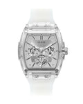 Guess Phoenix Multi Function Silver Dial White Rubber Strap Watch for Men - GW0203G1
