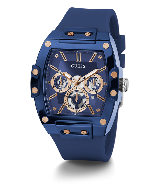 Guess Phoenix Multifunction Blue Dial Blue Rubber Strap Watch for Men - GW0203G7