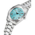 Guess Connoisseur Turquoise Dial Silver Steel Strap Watch for Men - GW0265G11